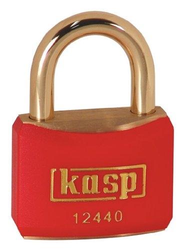 Cadenas en laiton Kasp K12440REDA1 - 40 mm - s'entrouvrant - rouge - double ancrage et gaine de protection_0