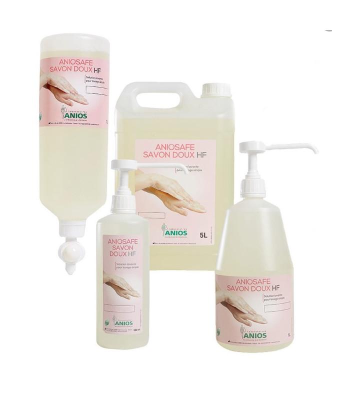 Aniosafe Savon Doux HF - Flacon d'1L sans pompe vissée - Savon hydratant pour lavages fréquents_0