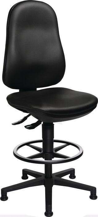 Chaise atelier pivotante Point 70 C patins + anneau de pied rembourrage simili cuir noir 590-840 mm TOPSTAR_0