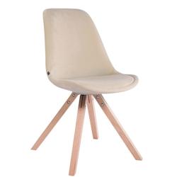Décoshop26 - Chaise de salle à manger design scandinave en velours crème et pieds en bois clair forme carré 10_0003438 - 3000251582895_0
