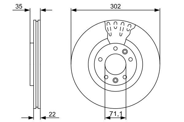 Disque de frein Bosch 0986479500 - ventilé - arrière - boîte de 2 disques - 5 trous_0