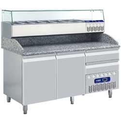 Ensemble table frigorifique TP23/EL + SY160G/PM - Pizza Line PLUS - 1600x720(800)xh880/940(1475) mm_0