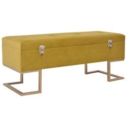 Helloshop26 - Banc banquette avec compartiment de rangement 105 cm moutarde velours 02_0021244 - 3000200471393_0