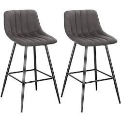Helloshop26 - Lot de 2 tabourets de bar design avec repose-pieds gris foncé 19_0000236 - 3000242238985_0