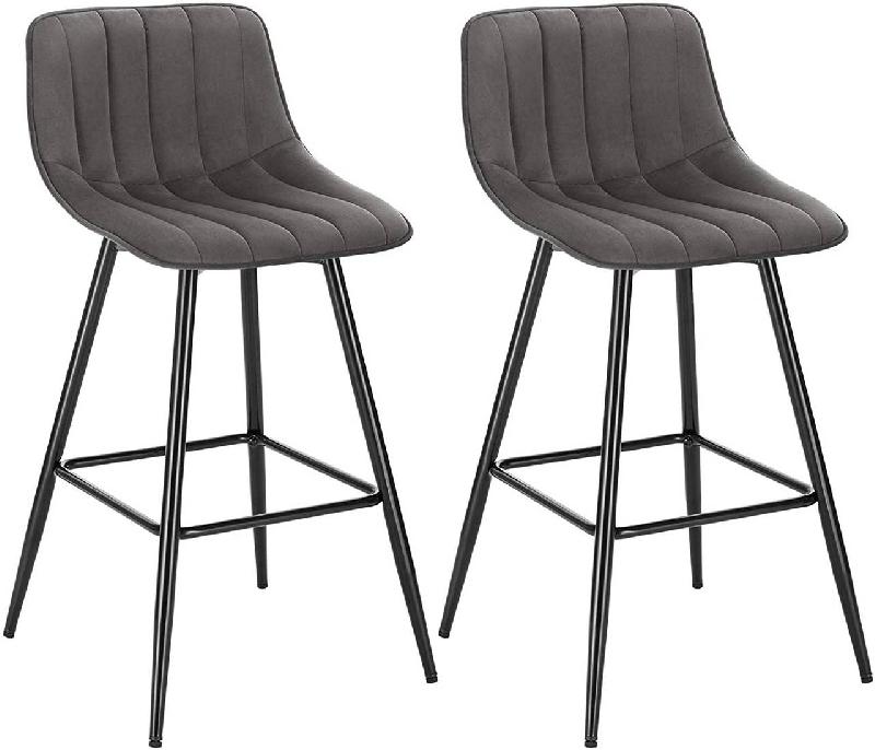 LOT DE 2 TABOURETS DE BAR DESIGN AVEC REPOSE-PIEDS GRIS FONCÉ 19_0000236_0