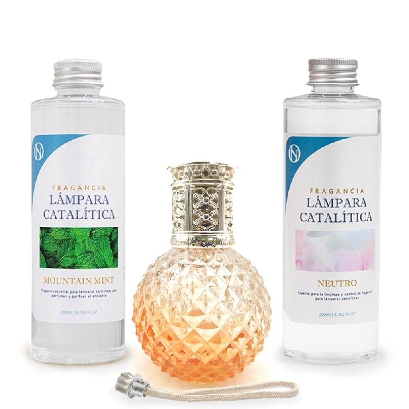 MamaManuela Pack d'économies pour la lampe catalytique Orange Diamonds + parfum menthe de montagne (500ml) + nettoyant neutre (200ml) + mèche de rec_0