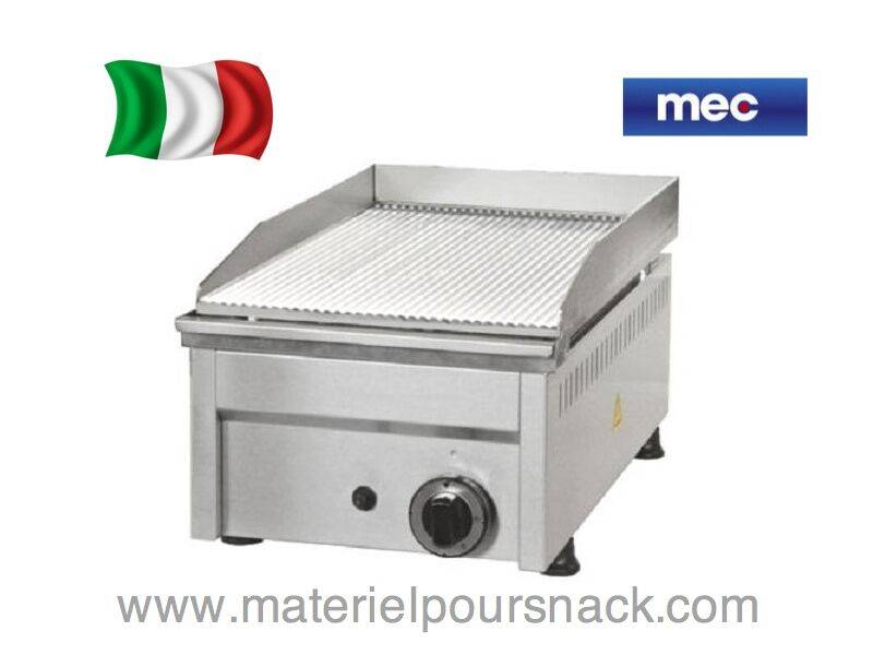 Plancha nervurée gaz Mec PG325R - acier inox - surface nervurée - puissance 4 kW_0