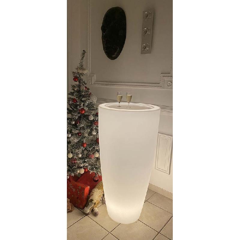 Pot de fleurs conique DELIGHT 3 en 1 - Mange debout inox lumineux - Fabrication française_0