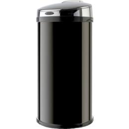 POUBELLE INFRAROUGE CORPS NOIR COUVERCLE INOX BRILLANT 56 LITRES_0