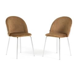 RATTATAN Lot de 2 chaises en velours décoratif d’intérieur, pieds en métal, design élégant pour cuisine, salle à manger, bar ou restaurant –_0