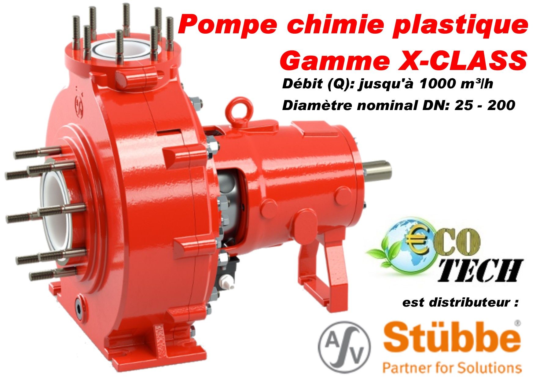 Stubbe x-class pompe plastique heavy duty pvdf ptfe/pfa pour acides soudes_0