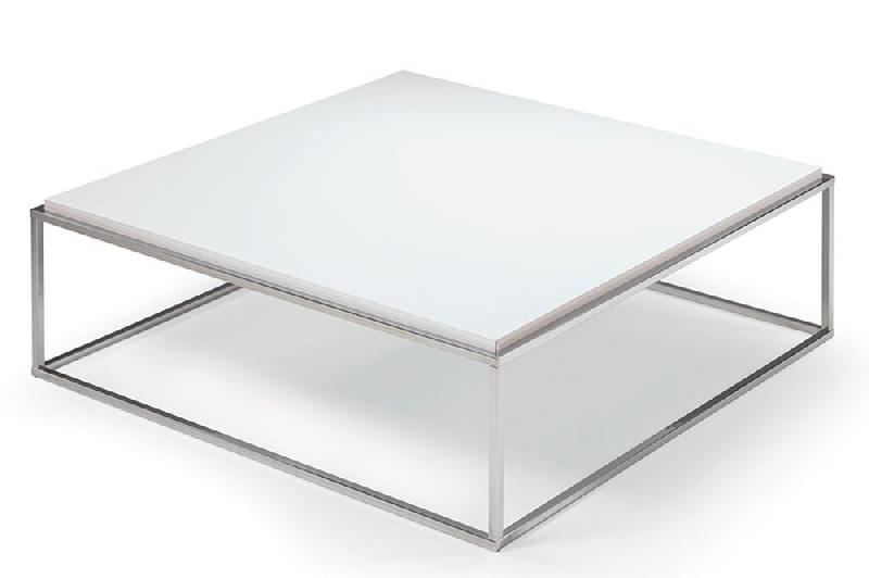 Table Basse Carre Mimi Xl Blanc Mat Structure Chromee