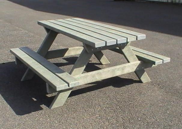 Table de pique-nique grise en produit recyclé - 3 longueurs - 100% Français_0