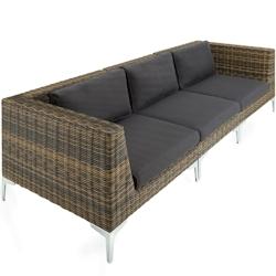 Tectake Ensemble modulable en rotin Villanova ensemble 2, 3 places en aluminium - gris anthracite chiné -404656 - gris aluminium 404656_0