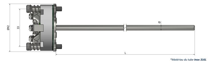 Thermocouple avec tête de raccordement interchangeable - TI01 - Types K, N, J, T, E, R, S, B - Classe 1 et 2_0