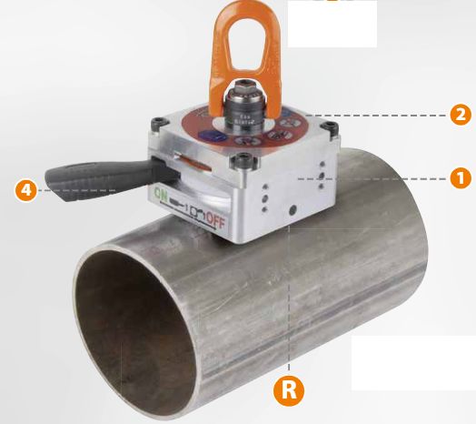 Tml 200 r - électroaimant de levage - alfra - capacité de charge maxi. : 200 kg - avec prisme pour les tuyaux et les surfaces bombées_0