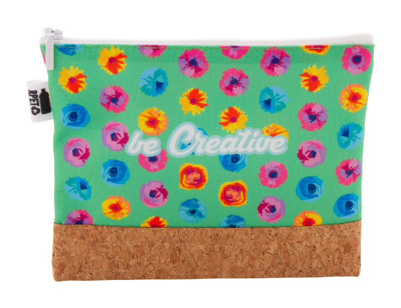 Trousse de maquillage personnalisée - polyester RPET 600D et liège naturel - impression sublimation_0