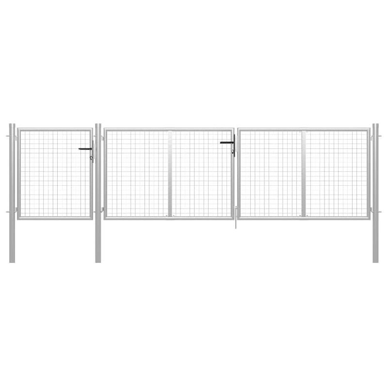 Vidaxl portail de jardin acier 400 x 100 cm argenté 144347_0
