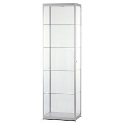 Vitrine d'exposition en verre trempé - Argent éclairée 60x40x200cm SARAZINO - 3701478500401_0