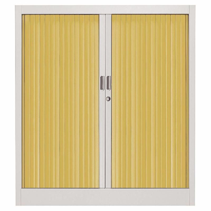 ARMOIRE MÉTAL CLASSTOUT COLOR - A RIDEAUX - L. 90 X H. 100 CM - CORPS ALUMINIUM  - RIDEAUX ORANGE