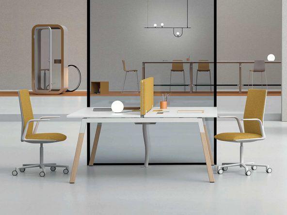 Bureau bench 2 personnes Altare piètement bois massif_0