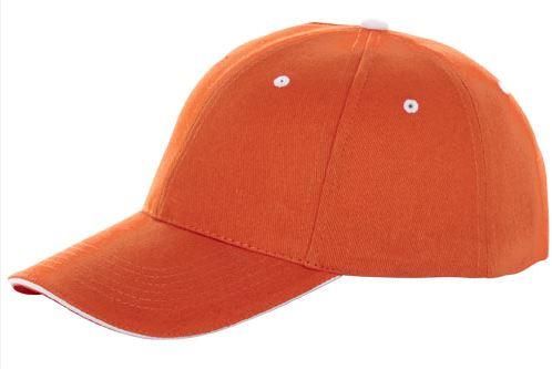 Casquette 6 panneaux sandwich Brent - visière incurvée, œillets contrastés et fermeture velcro en coton 275-280 g/m²_0