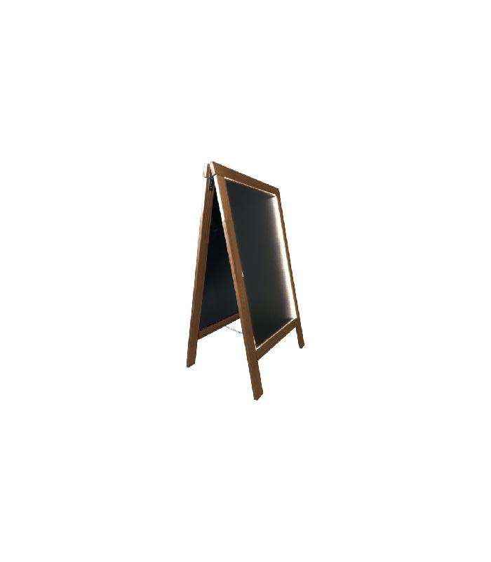 Chevalet stop trottoir en bois - LED - 127 x 75 cm - Référence : LSTF38CH+LED_0