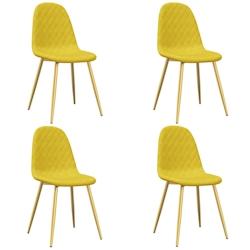 Décoshop26 - Set de 4 chaises de salle à manger en tissu velours jaune moutarde couture en losange pieds en fer doré DEC025633 - jaune 3000255357581_0