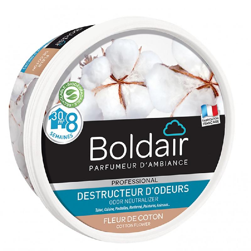 Destructeur d'odeur gel BOLDAIR - parfum fleur de coton, 300 g - biodégradable et longue durée_0