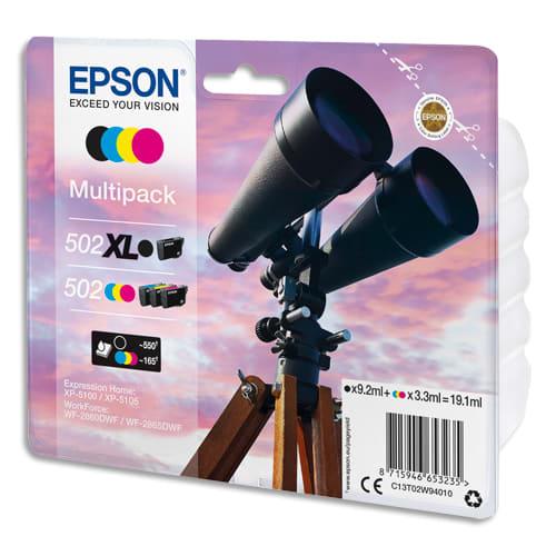 Epson Multipack Cartouches Jet d'Encre 4 Couleurs XL 'Jumelles' 502 (T02W6) - C13T02W64010 - Compatibles avec EPSON Expression Home XP-5100 et WorkForce WF-2860 DWF_0