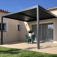 Pergola bioclimatique aluminium adossée 4x3m - modèles Kaline, Kalor, Kalice - lames orientables_0