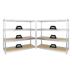 PROREGAL Mega Deal 2x Étagère charge lourde DINO | HxLxP 180x200x60cm | 500kg par niveau | Galvanisé | Lot d'étagères robustes de Garage Atelier_0