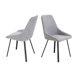 SalesFever Chaises de salle à manger |Ensemble de 2|Revêtement tissu texturé aspect coton|Structure métallique à 4 pieds|L51 x P47 x H87cm|gris_0