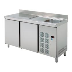 Table froide 2 portes et évier avec égouttoir - 1500x600x850 mm - 220 W 230/1V - 74579509 Eurast - inox 74579509_0