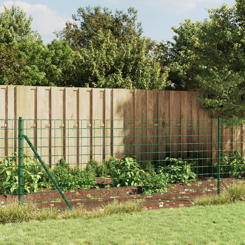 Vidaxl clôture en treillis métallique et piquet d'ancrage vert 1,1x25m 154122_0
