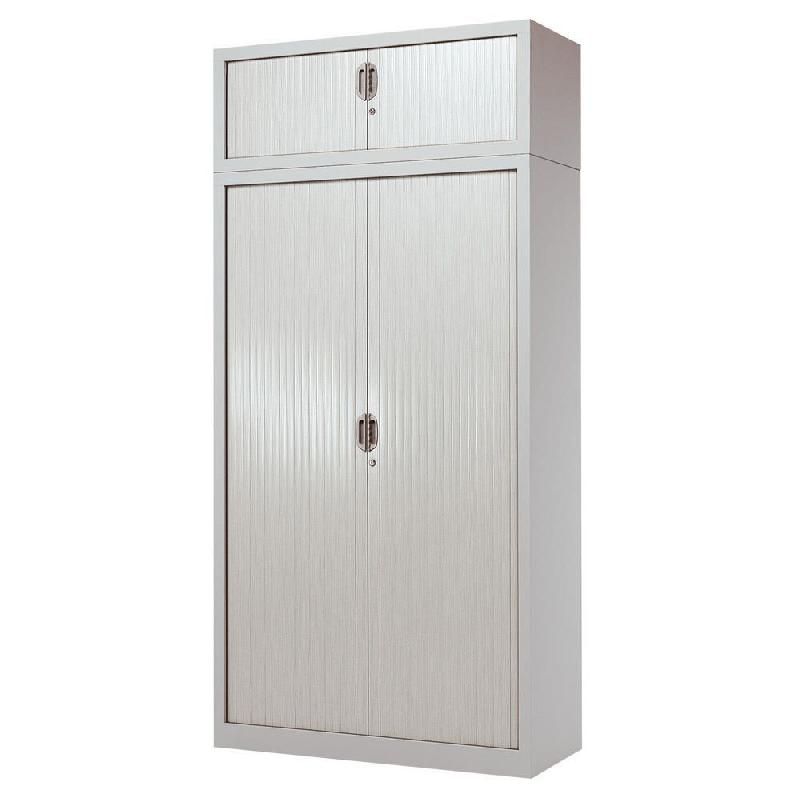 ARMOIRE À RIDEAUX CONFORT UNIE H.240 X L. 120 CM CORPS GRIS RIDEAUX GRIS