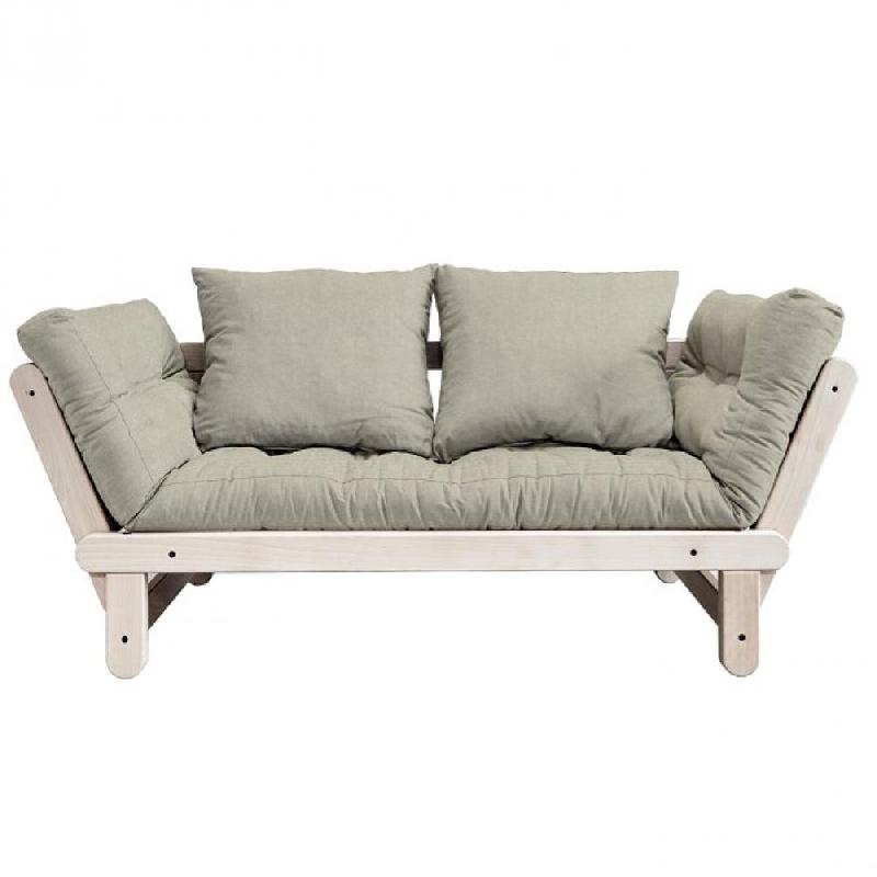 BANQUETTE MÉRIDIENNE FUTON BEAT PIN NATUREL TISSU LIN COUCHAGE 75*200 CM._0