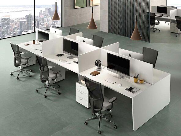 Bureau call-center 6 personnes Metrik en bois pas cher_0
