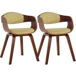 CLP Lot de 2 chaises de salle à manger Kingston en Tissu Noyer / Vert clair/Noyer - vert textile 320729_0
