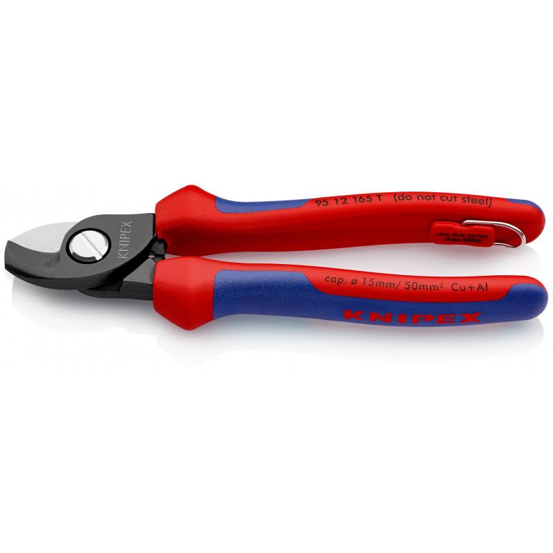 Coupe-câbles 165mm - Ø15mm/50mm² Cu/Al - Gainage bi-matière - Œillet antichute - KNIPEX | 95 12 165 T_0