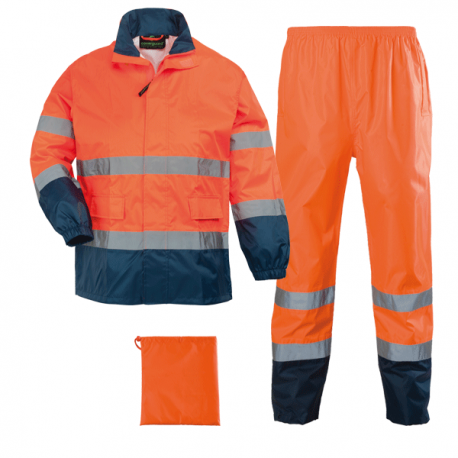 Ensemble de pluie HI WAY Breathane Hi-Viz - orange / marine - Coverguard | 7HWRO_0