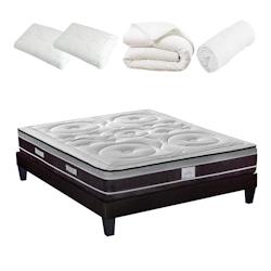 Ensemble   Matelas Ressorts ensachés + Sommier + Accessoires 180x200 cm DIVIN HYPSOM - blanc Mousse à mémoire de forme 4VP.DI.K15.K.1820_0