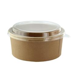 FIRSTPACK FHC - 200Pcs - Saladier rond en carton kraft avec couvercle plastique PET Buckaty  - H75mm 1200ml - marron en carton 210PCCO12165K_0