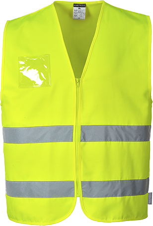 Gilet HV polychoton jaune C497 - XL - bandes réfléchissantes et porte-badge_0