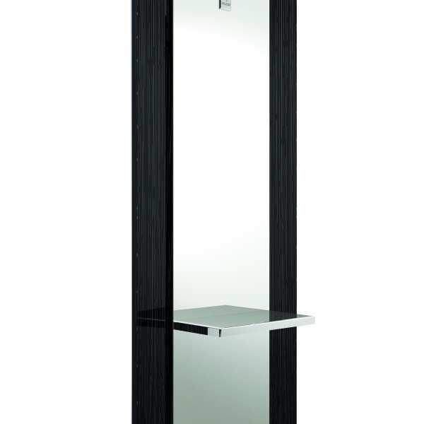 Coiffeuse - Texture FF 1230 - Tablette inox ou cadre MDF avec PVC noir rayures argentées_0