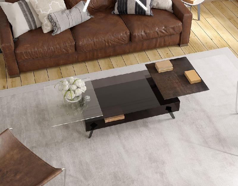 Nola Table basse en verre 2 plateaux pivotants_0