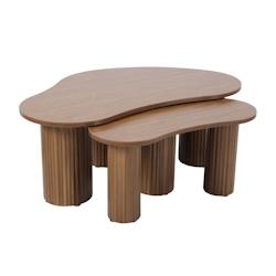 Oviala Business Oviala Table basse gigogne en mélaminé bois foncé - beige Bois massif 114390_0