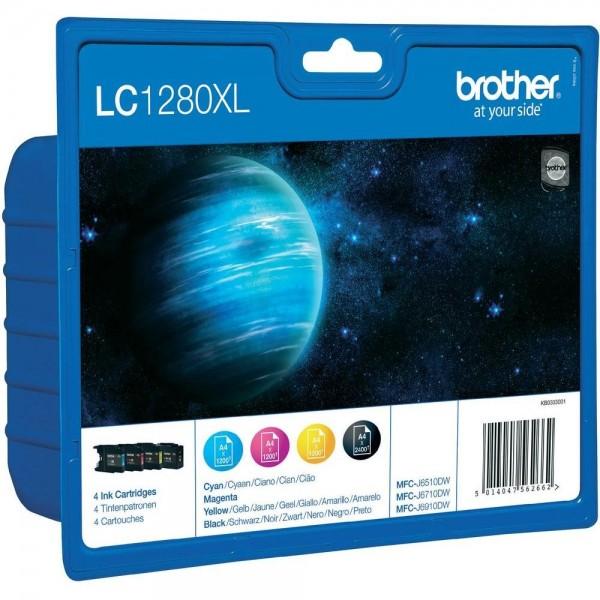 Pack de 4 cartouches d'encre (noir,cyan,magenta,jaune) original brother lc-1280xlvalbp_0