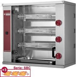 Rôtissoire à poulets gaz - 3 broches (9 poulets) - Version à poser - Acier inox AISI 304_0
