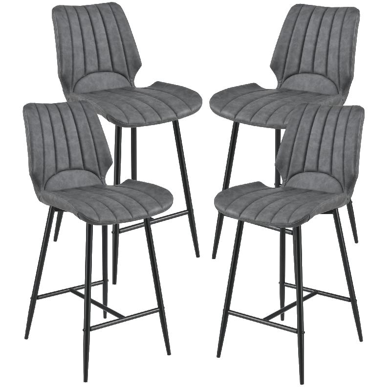 SET DE 4 TABOURETS DE BAR LOT DE TABOURETS DE CUISINE CUIR SUÉDÉ IMITÉ MÉTAL GRIS FONCÉ 102,5 CM X 46,5 CM X 51 CM 03_0003716_0